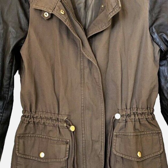 H&M DIVIDED Women's Raglan Jacket Black & Green High Collar Zip-Up Fall … - Picture 6 of 9